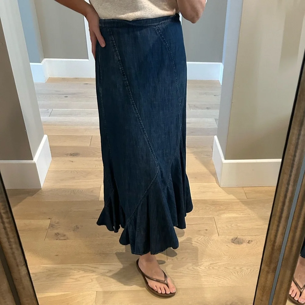 J Jill Long Denim Skirt - Picture 1 of 4